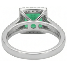 Afbeelding in Gallery-weergave laden, 4.75 ct. Prinses geslepen groene smaragd Natuurlijke echte diamanten ( niet in een laboratorium gekweekt ) ring WG 14K sieraden