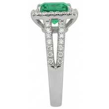 Afbeelding in Gallery-weergave laden, 4.75 ct. Prinses geslepen groene smaragd Natuurlijke echte diamanten ( niet in een laboratorium gekweekt ) ring WG 14K sieraden