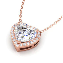 Afbeelding in Gallery-weergave laden, 4 Karaat Hartvorm Halo Echt Diamanten Dia Hanger Rosé Goud 14K