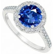 Afbeelding in Gallery-weergave laden, 4 ct Ceylon saffier en Natuurlijke echte diamanten ( niet in een laboratorium gekweekt ) ring wit goud 14k
