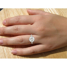Afbeelding in Gallery-weergave laden, 4 ct Grote Ronde Oude Mijn Geslepen Diamanten Trouw Ring Wit Goud 14K