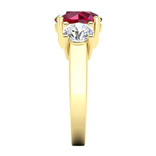 Afbeelding in Gallery-weergave laden, 4 ct Robijn en Ronde Diamanten 3 Stenen Ring Wit Goud Dames Sieraden