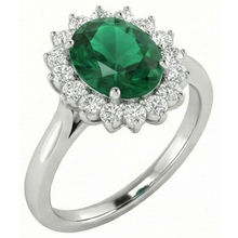 Afbeelding in Gallery-weergave laden, 4 ct. Solitaire met accent groene smaragd en Natuurlijke echte diamanten ( niet in een laboratorium gekweekt ) ring wit goud 14K