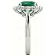 Afbeelding in Gallery-weergave laden, 4 ct. Solitaire met accent groene smaragd en Natuurlijke echte diamanten ( niet in een laboratorium gekweekt ) ring wit goud 14K