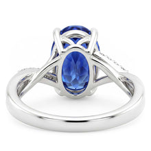 Afbeelding in Gallery-weergave laden, 4 ct Sri Lanka blauwe saffier en Natuurlijke echte diamanten ( niet in een laboratorium gekweekt ) ring wit goud 14k