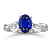 Afbeelding in Gallery-weergave laden, 4 ct Sri Lanka blauwe saffier en Natuurlijke echte diamanten ( niet in een laboratorium gekweekt ) ring wit goud 14k