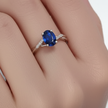 Afbeelding in Gallery-weergave laden, 4 ct Sri Lanka blauwe saffier en Natuurlijke echte diamanten ( niet in een laboratorium gekweekt ) ring wit goud 14k