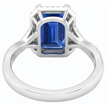 Afbeelding in Gallery-weergave laden, 4 karaat Halo Emerald Sri Lankaanse saffier & Natuurlijke echte diamant ( niet in het laboratorium gekweekt )en ring goud