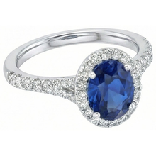 Afbeelding in Gallery-weergave laden, 4 karaats Sri Lankaanse saffier Natuurlijke echte diamanten ( niet in een laboratorium gekweekt ) ring Prong set wit goud 14K