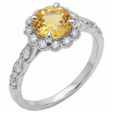 Afbeelding in Gallery-weergave laden, 4 kt gele saffier en Natuurlijke echte diamanten ( niet in een laboratorium gekweekt ) ring wit goud 14k