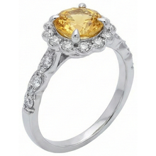 Afbeelding in Gallery-weergave laden, 4 kt gele saffier en Natuurlijke echte diamanten ( niet in een laboratorium gekweekt ) ring wit goud 14k