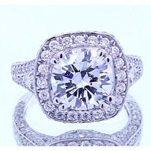 Afbeelding in Gallery-weergave laden, 4.50 Karaat Echt Diamanten Ronde Halo Ring Wit Goud 14K