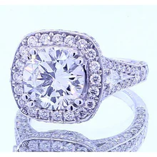 Afbeelding in Gallery-weergave laden, 4.50 Karaat Echt Diamanten Ronde Halo Ring Wit Goud 14K