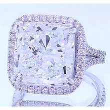 Afbeelding in Gallery-weergave laden, 4,50 Karaat Kussen Natuurlijke uit de aarde gewonnen Diamanten Halo Jubileumring Sieraden