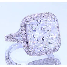 Afbeelding in Gallery-weergave laden, 4.50 Karaat Kussen Echt Diamant Halo Jubileum Ring Sieraden