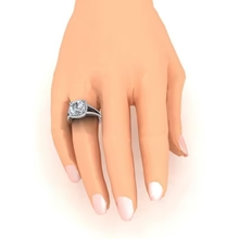 Afbeelding in Gallery-weergave laden, 4.50 Karaat Kussen Echt Diamant Halo Jubileum Ring Sieraden