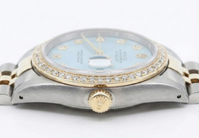 Afbeelding in Gallery-weergave laden, Tweekleurige jubileum horloge lunette diamanten wijzerplaat Rolex Datumjust SNELLE INSTELLING