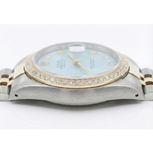 Afbeelding in Gallery-weergave laden, Tweekleurige jubileum horloge lunette Natuurlijke echte diamant ( niet in het laboratorium gekweekt )en wijzerplaat Rolex Datumjust SNELLE INSTELLING