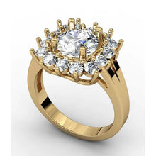 Afbeelding in Gallery-weergave laden, 4 Ct Kathedraal Instelling Ronde Echt Diamant Trouwring Geel Goud