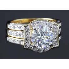 Afbeelding in Gallery-weergave laden, 4 Karaats Jubileum Ring Set Ronde Echt Diamant Geel Goud 14K