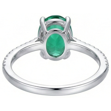 Afbeelding in Gallery-weergave laden, 4,25 karaat groen ovaal geslepen Groente smaragd en Natuurlijke echte diamanten ( niet in een laboratorium gekweekt ) ring wit goud 14K