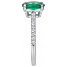 Afbeelding in Gallery-weergave laden, 4,25 karaat groen ovaal geslepen Groente smaragd en Natuurlijke echte diamanten ( niet in een laboratorium gekweekt ) ring wit goud 14K