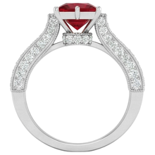 Afbeelding in Gallery-weergave laden, echte princess robijn 4.35karaat ring met diamantaccenten