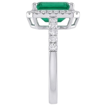 Afbeelding in Gallery-weergave laden, 4,40 karaat groene smaragd en Natuurlijke echte diamanten ( niet in een laboratorium gekweekt ) trouwring witgoud