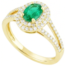 Afbeelding in Gallery-weergave laden, 4,5 ct ovaal geslepen groene smaragd met Natuurlijke echte diamanten ( niet in een laboratorium gekweekt ) ring