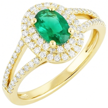 Afbeelding in Gallery-weergave laden, 4,5 ct ovaal geslepen groene smaragd met Natuurlijke echte diamanten ( niet in een laboratorium gekweekt ) ring