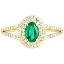 Afbeelding in Gallery-weergave laden, 4,5 ct ovaal geslepen groene smaragd met Natuurlijke echte diamanten ( niet in een laboratorium gekweekt ) ring