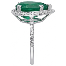 Afbeelding in Gallery-weergave laden, 4,50 ct groene Groente edelsteen en diamanten verlovingsring