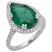 Afbeelding in Gallery-weergave laden, 4,50 ct groene Groente edelsteen en diamanten verlovingsring