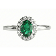 Afbeelding in Gallery-weergave laden, 4,50 karaat ovale groene smaragd edelsteen en Natuurlijke echte diamanten ( niet in een laboratorium gekweekt ) ring wit goud 14K