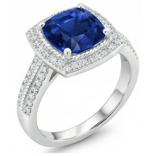 Afbeelding in Gallery-weergave laden, echte round saffier 4.75karaat ring close-up detail