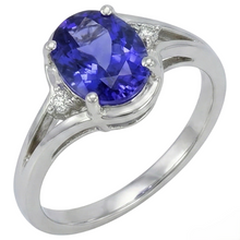Afbeelding in Gallery-weergave laden, 5.10 ct ovaal geslepen tanzaniet ring met Natuurlijke echte diamanten ( niet in een laboratorium gekweekt ) sieraden wit goud 14k