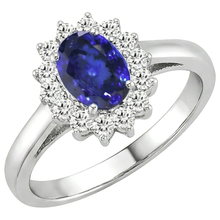 Afbeelding in Gallery-weergave laden, 5.30 karaat Tanzanite ovale Natuurlijke echte diamanten ( niet in een laboratorium gekweekt ) ring wit goud 14K Nieuw