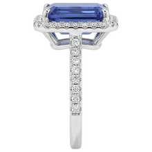 Afbeelding in Gallery-weergave laden, 5.50 Ct Emerald Cut Tanzanite Diamond Solitaire Ring met accent