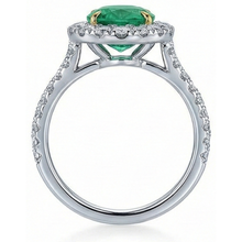 Afbeelding in Gallery-weergave laden, 5.75 karaat Natuurlijke echte diamant ( niet in het laboratorium gekweekt ) met groene smaragd ring wit goud 14K