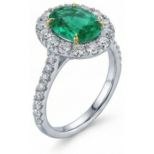 Afbeelding in Gallery-weergave laden, 5.75 karaat Natuurlijke echte diamant ( niet in het laboratorium gekweekt ) met groene smaragd ring wit goud 14K