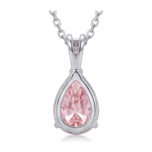 Afbeelding in Gallery-weergave laden, Halsketting met hanger met roze diamant 5 karaat labgekweekt peervormig pavé solitair 14k witgoud