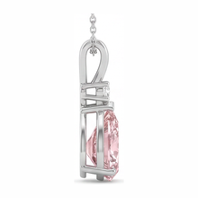 Afbeelding in Gallery-weergave laden, Collier met roze diamant 5 karaat labgekweekte peervormige solitair hanger met gespleten montuur 14K Witgoud