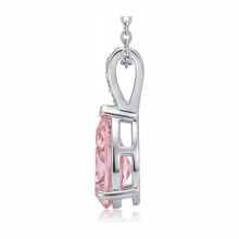 Afbeelding in Gallery-weergave laden, Halsketting met hanger met roze diamant 5 karaat labgekweekt peervormig pavé solitair 14k witgoud