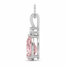 Afbeelding in Gallery-weergave laden, Collier met roze diamant 5 karaat labgekweekte peervormige solitair hanger met gespleten montuur 14K Witgoud