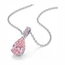 Afbeelding in Gallery-weergave laden, Halsketting met hanger met roze diamant 5 karaat labgekweekt peervormig pavé solitair 14k witgoud