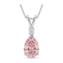 Afbeelding in Gallery-weergave laden, Collier met roze diamant 5 karaat labgekweekte peervormige solitair hanger met gespleten montuur 14K Witgoud