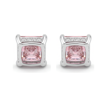 Afbeelding in Gallery-weergave laden, Roze diamanten oorbellen 5 karaat labgekweekt prinsesgeslepen solitair 14k witgoud