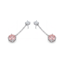 Afbeelding in Gallery-weergave laden, Roze diamanten oorbellen 5 karaat labgekweekt ronde solitair glad 14k Witgoud