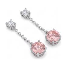 Afbeelding in Gallery-weergave laden, Roze diamanten oorbellen 5 karaat labgekweekt ronde solitair glad 14k Witgoud