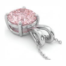 Afbeelding in Gallery-weergave laden, Roze diamanten ketting 5 karaat labgekweekt ronde solitaire hanger 14k witgoud